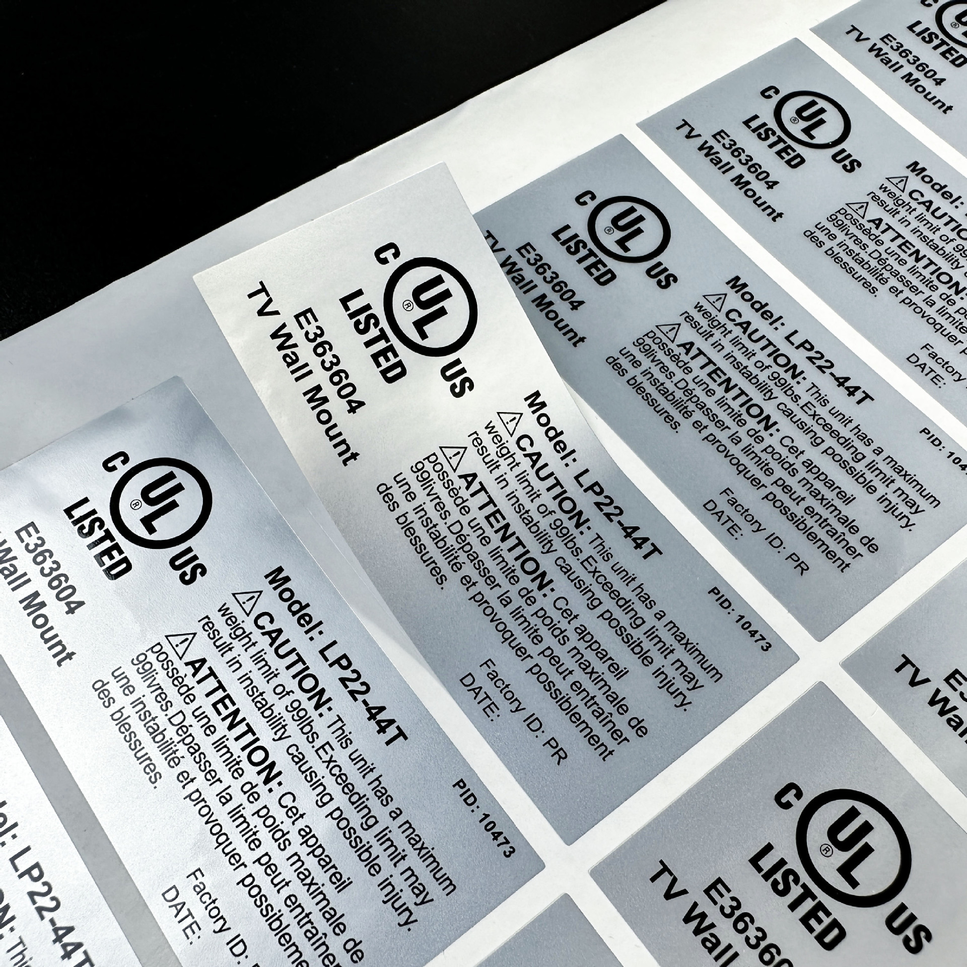 Source factory UL certified labels, waterproof, wear-resistant, temperature-resistant from -40 to 280 degrees, self-adhesive labels for electrical appliances