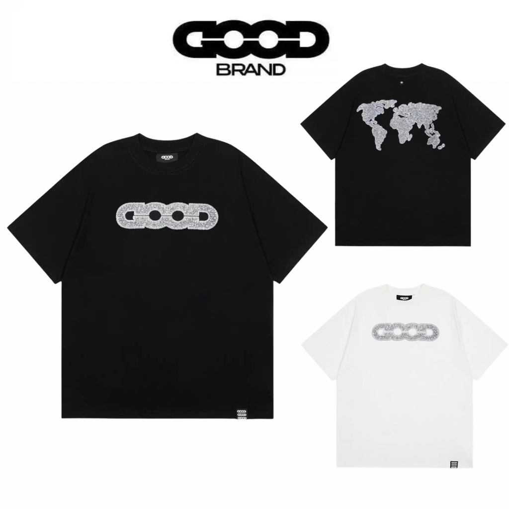 Goodbrand Silver Glitter World Map T-Shirt