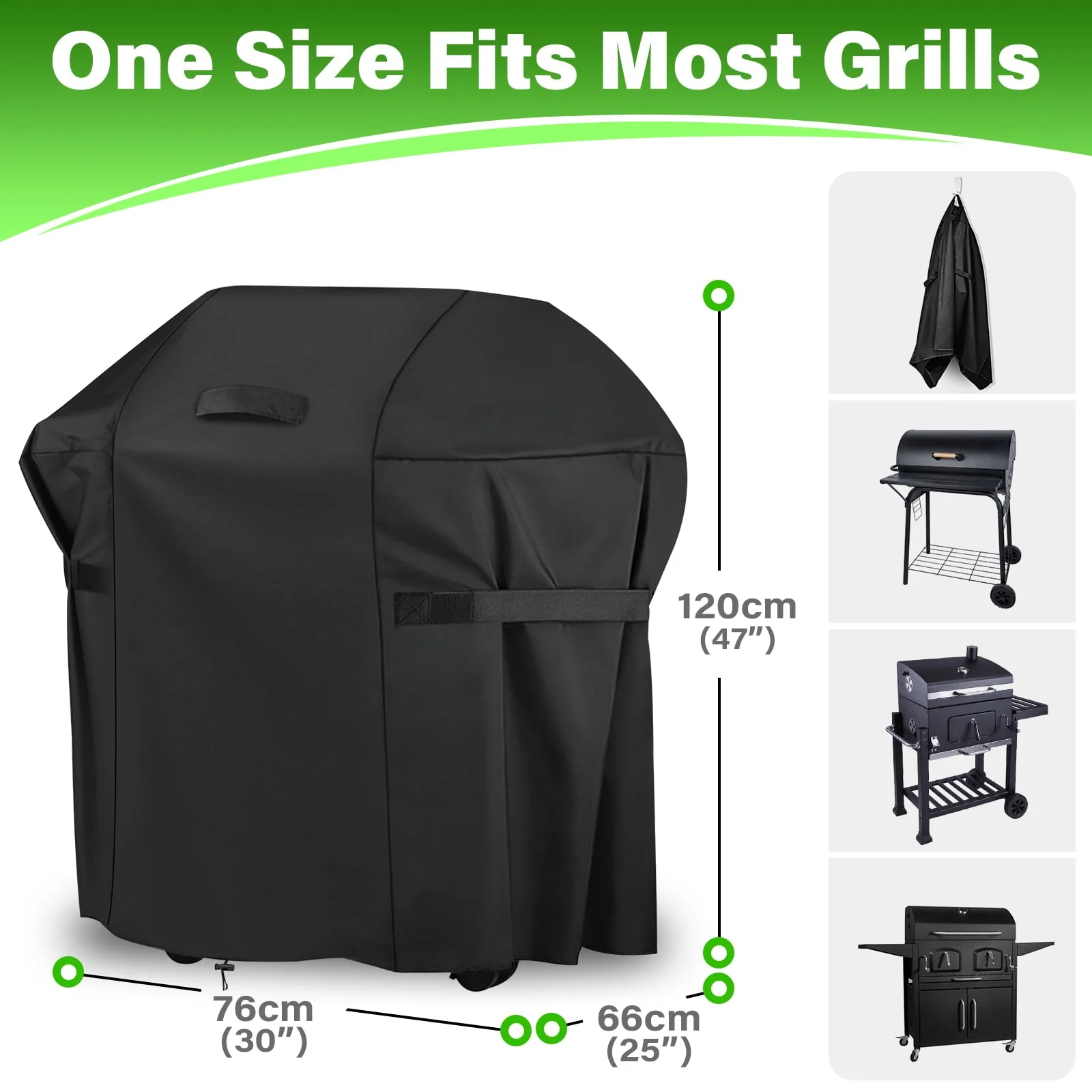 BBQ Grill Cover 30"x25"x47" Durable 420D Heavy Duty Nylon Fabric Waterproof Barbecue BBQ Cover with Storage Bag, Universal Size, Windproof, UV Protection