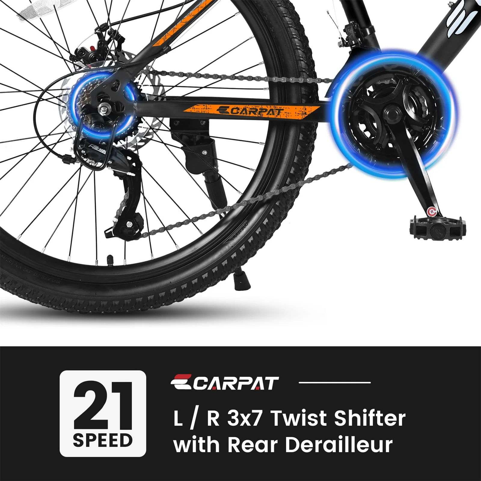 26" Mountain Bike for Adult, 21 Speed MTB with High-carbon Steel Frame, Orange