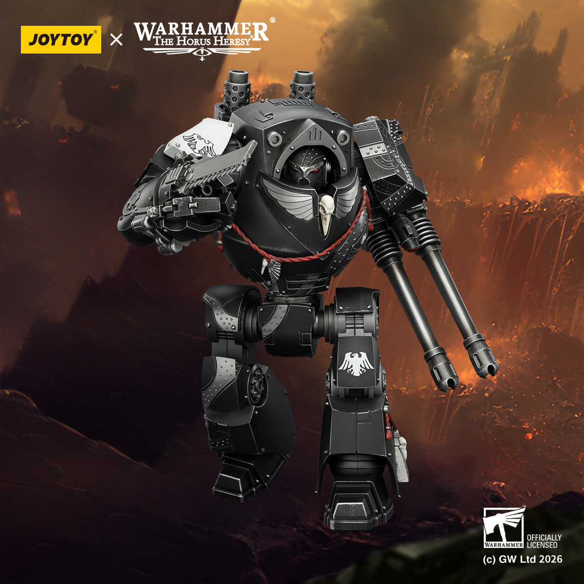 JOYTOY JT04186 Warhammer The Horus Heresy Raven Guard  Contemptor Dreadnought with Gravis autocannon and Chainfist - JOYTOY WORLD