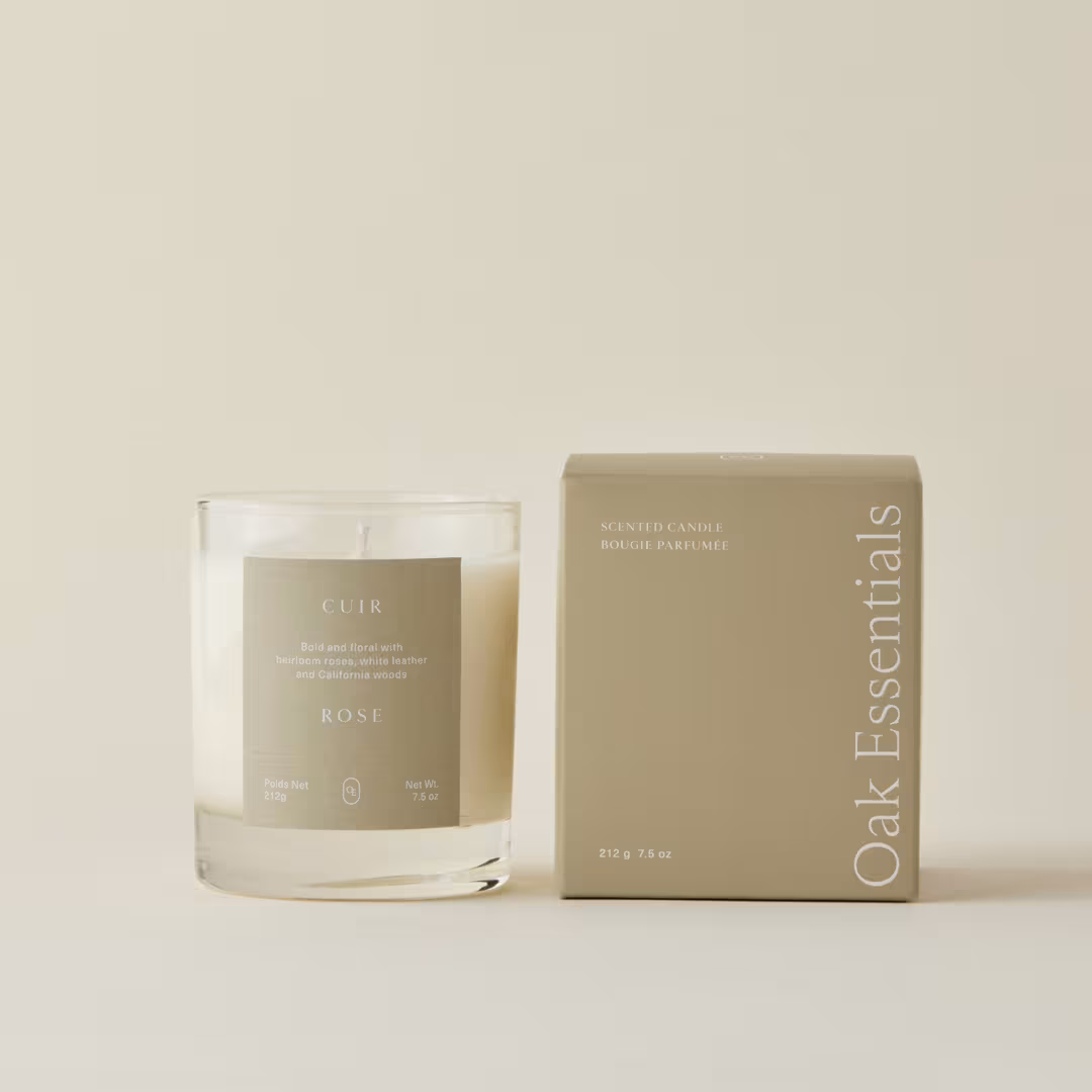 Oak Essentials  Cuir Rose Natural Wax Candle