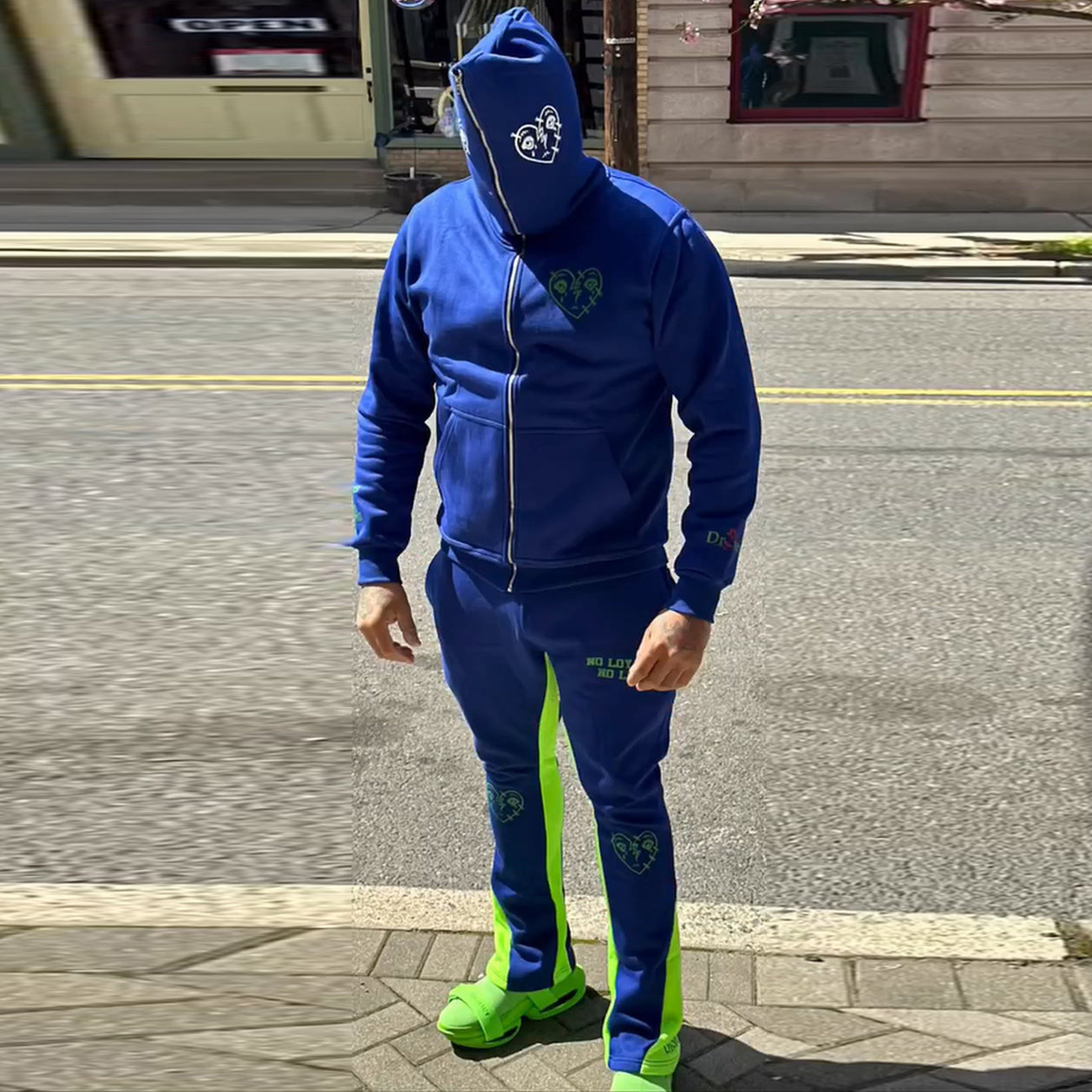 Personalized street style full zip hoodie set