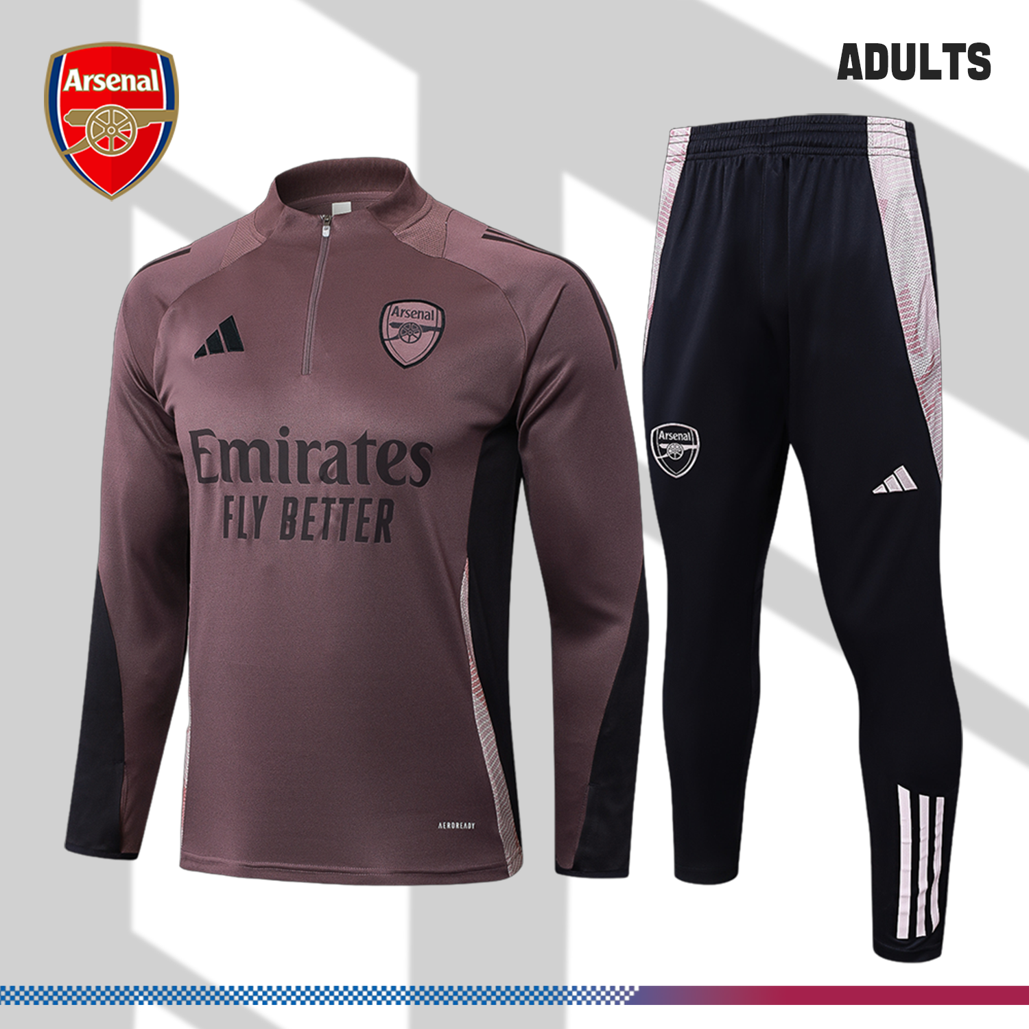 2024/2025 Arsenal Grey Purple Adult Half Zip Training Suit (Adult Kit)