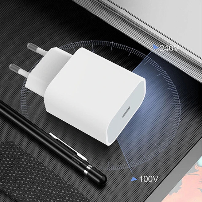 EU Plug 20W PD Apple Charger Block, 1:1 Replica USB-C Power Adapter for iPhone, Full Retail Pack With Valid Serial Number