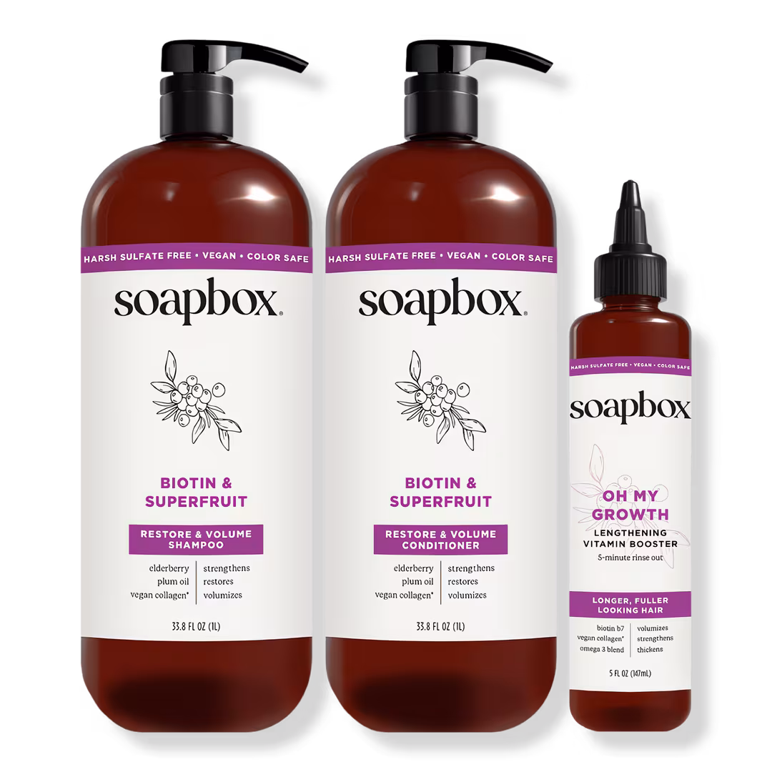 Soapbox  Biotin & Superfruit Restore & Volume Haircare Essentials