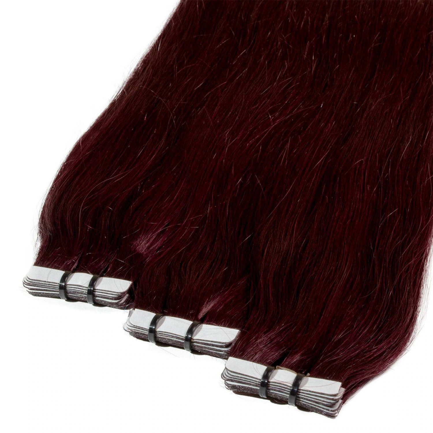 Tape Extensions Premium Echthaar #55/65 hellbraun intensiv violett-mahagoni