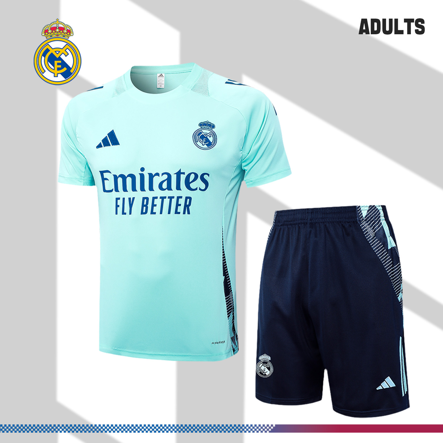 2024/2025 Real Madrid Light Blue Adult Short Sleeve Training Suit (Adult Kit)