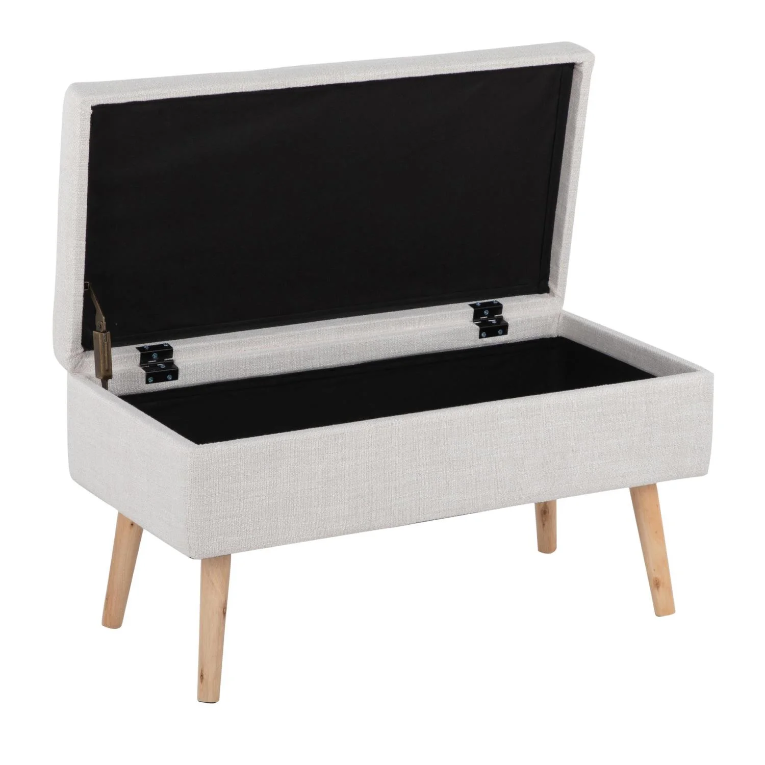 LumiSource Natural Wood, Beige Fabric Storage Bench