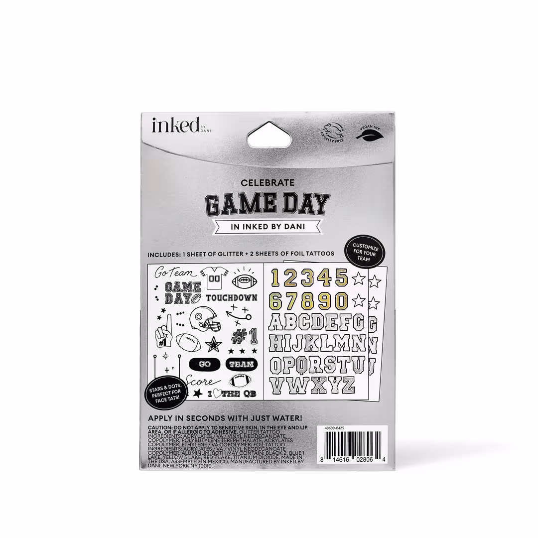Inked by Dani  Game Day Touchdown Temporary Tattoo Pack