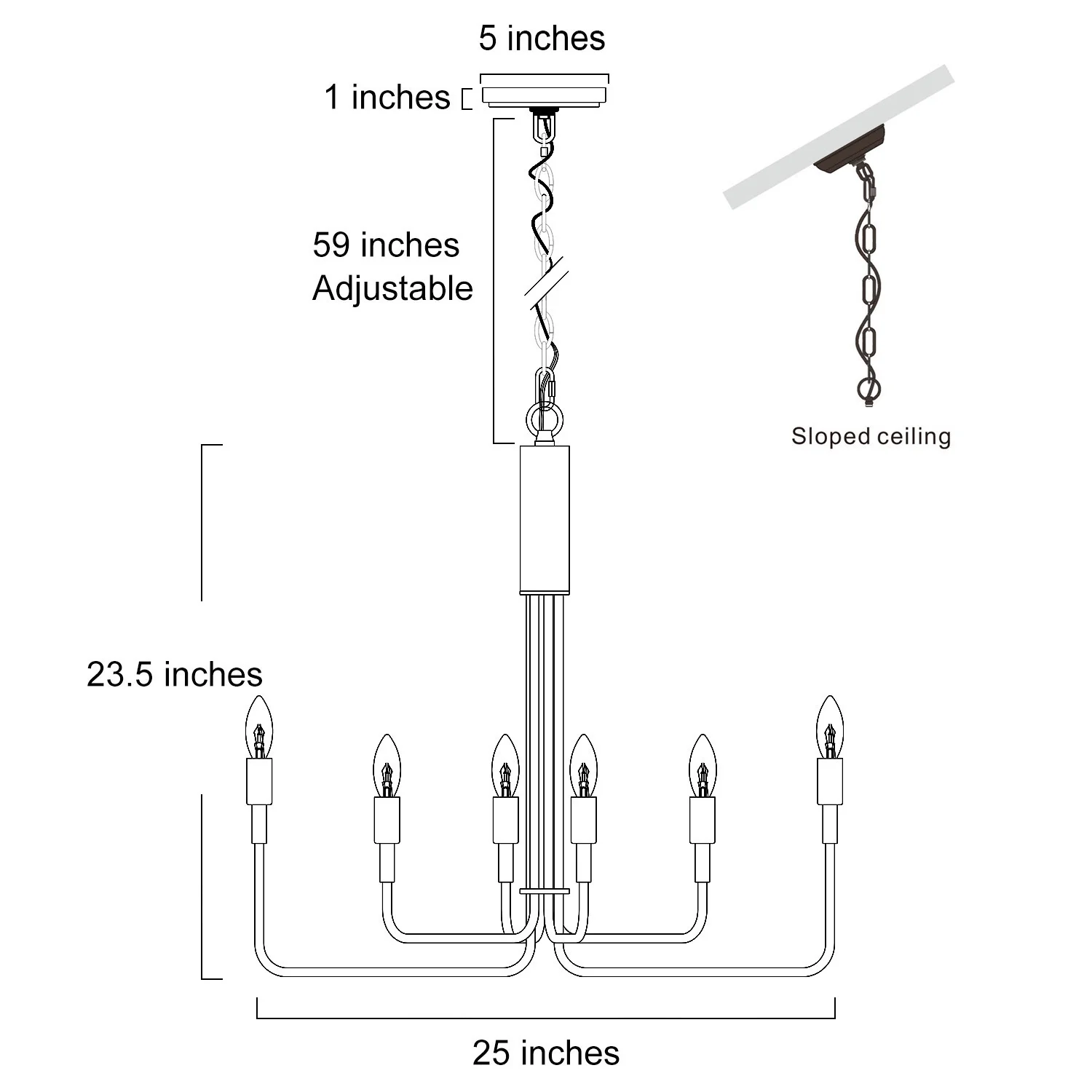 LNC Black Linear Chandelier, 25 Inch Modern Farmhouse Lighting for Dining/Kitchen/Bedroom