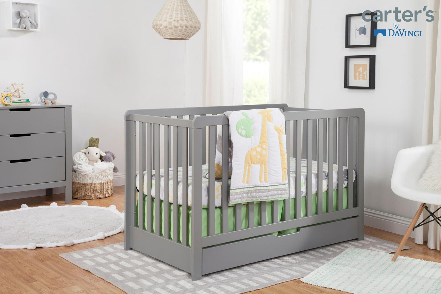Carter-s by DaVinci Colby 4-in-1 Convertible Crib with Trundle Drawer in Gray