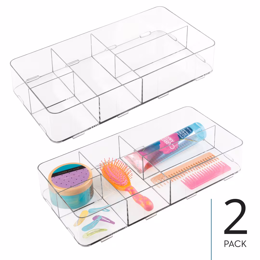 iDesign  Interlocking 5-Section Plastic Drawer Organizer
