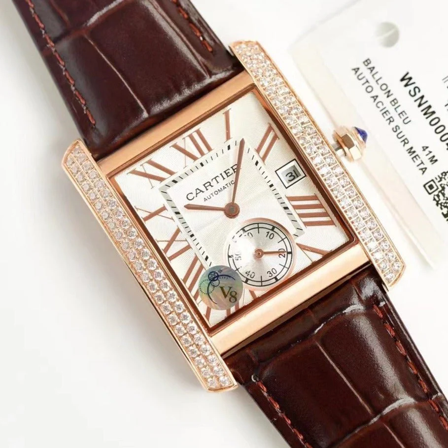 Cartier Watch TANK MC LADIES SECOND TIME GOLD CASE DIAMOND BEZEL