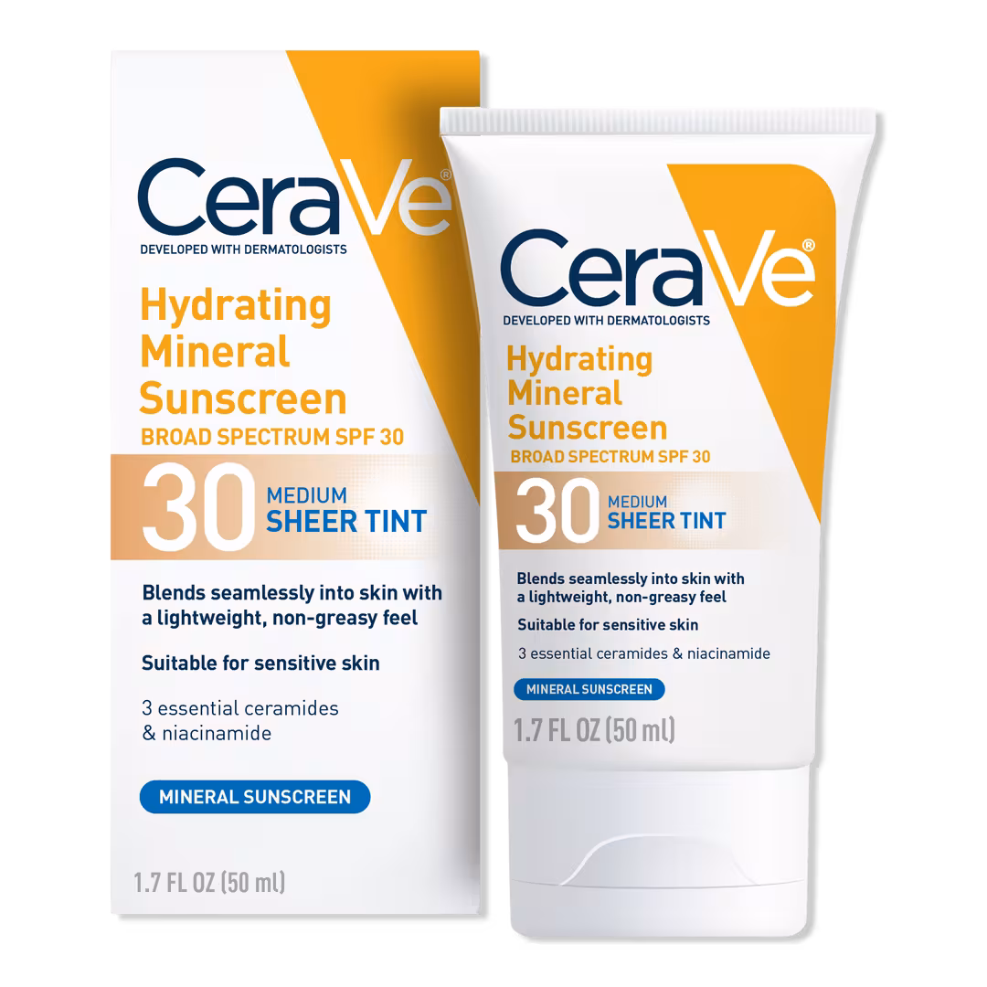 CeraVe  Hydrating Mineral Sunscreen Face Lotion with Sheer Tint SPF 30