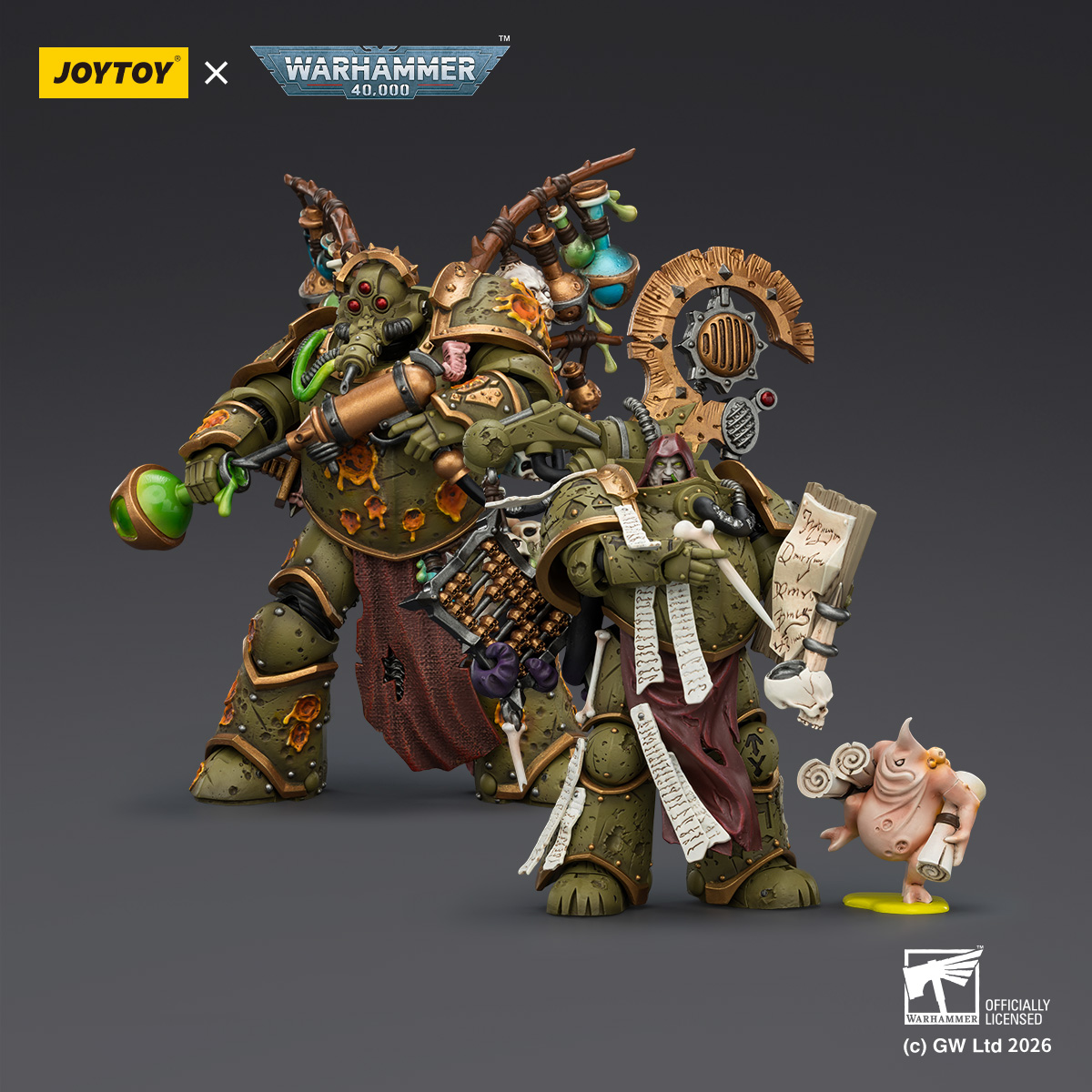 JOYTOY Warhammer 40k 1: 18 Death Guard Biologus Putrifier and Tallyman - JOYTOY WORLD
