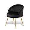 MoNiBloom Velvet Accent Chair, Modern Upholstered Single Sofa Side Chair, Comfy Barrel Club Living Room Armchair with Golden Metal Legs for Bedroom Reading Room Office, Black