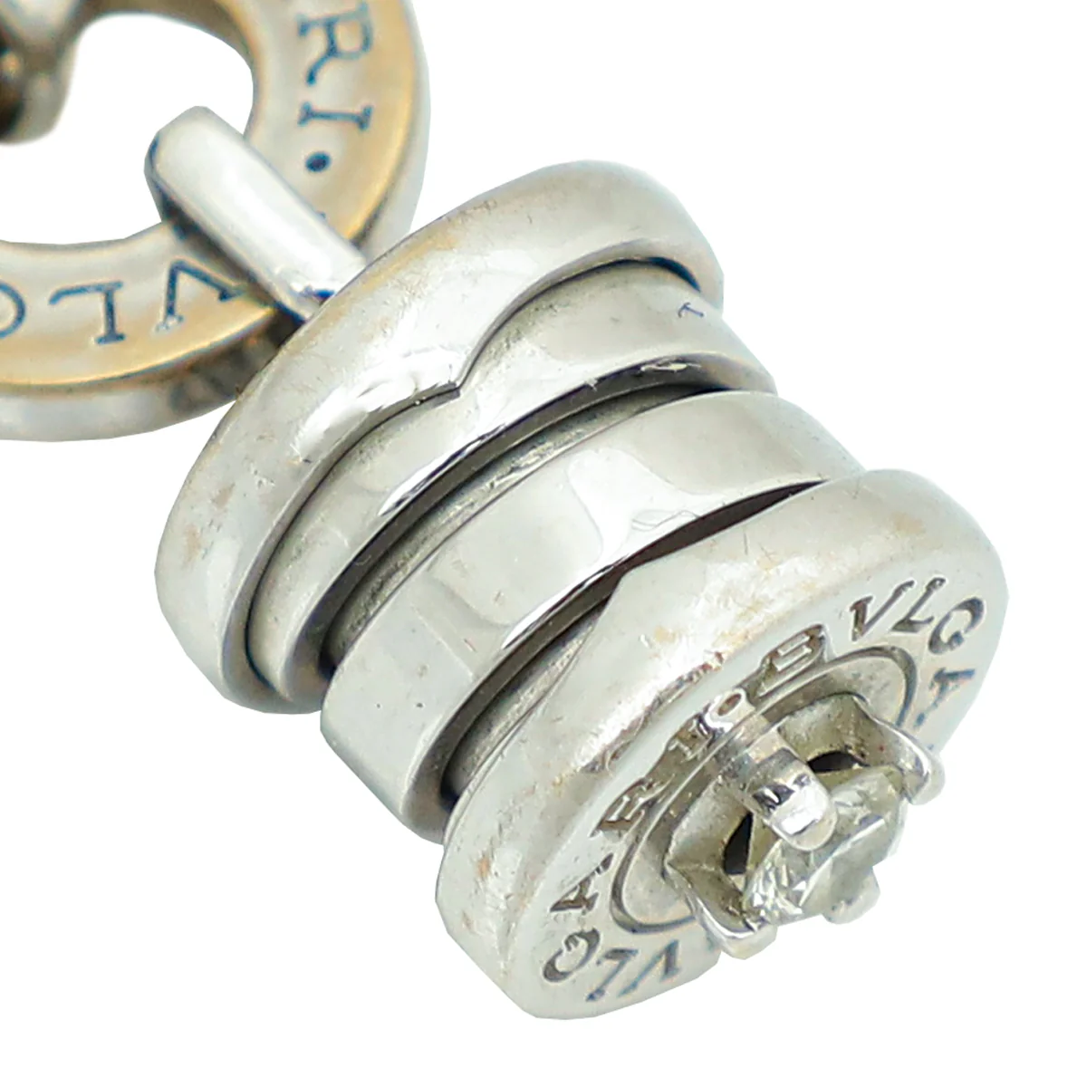 Bvlgari 18K White Gold B. Zero 1 Charm w/Diamond Ring 55