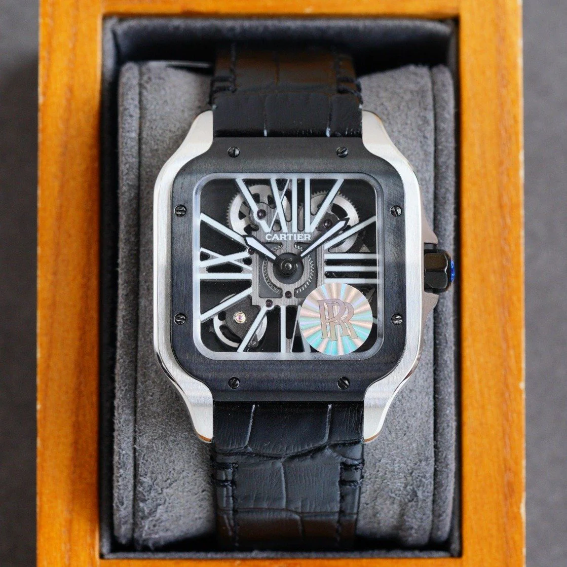 Cartier Watch SANTOS BLACK BEZEL SKELETON