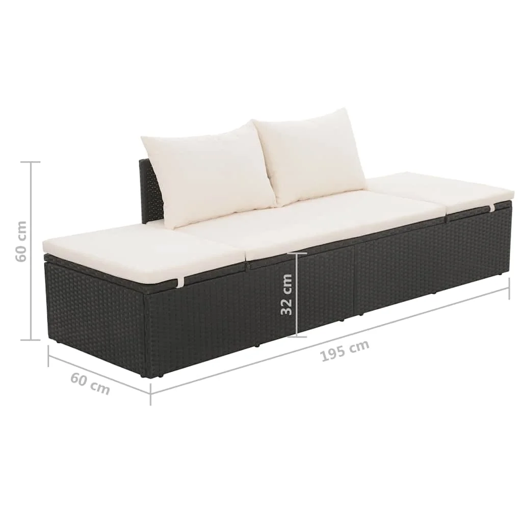 vidaXL Patio Bed Outdoor Daybed Sofa Lounge Chair Patio Furniture Poly Rattan