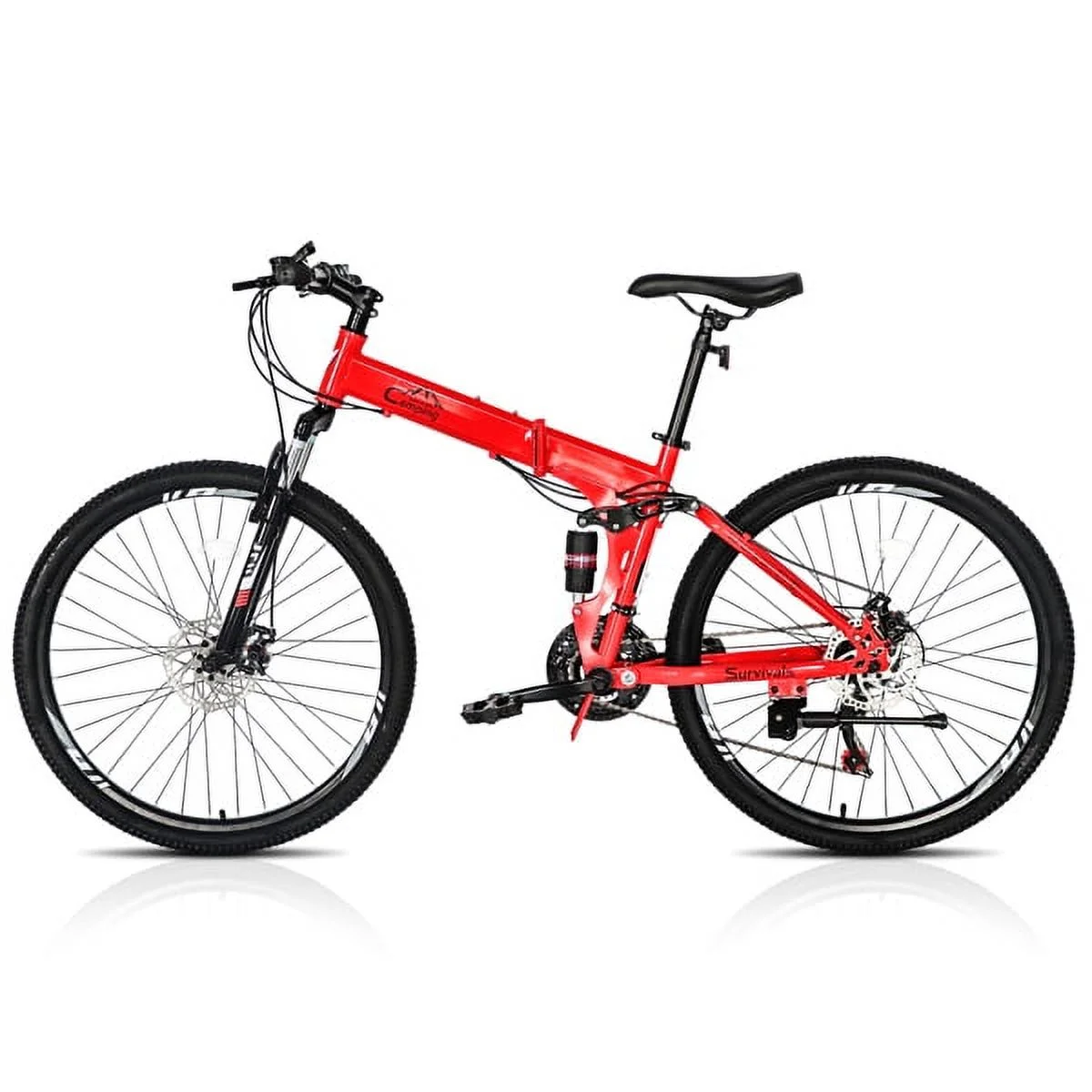 Ambifirner 26 Inch Folding Mountain Bike Under 250$ Men Mountain Bike 21 Speed,High Carbon Steel ,Disc Brake Folding Bikes for Adults/Men/Women Red