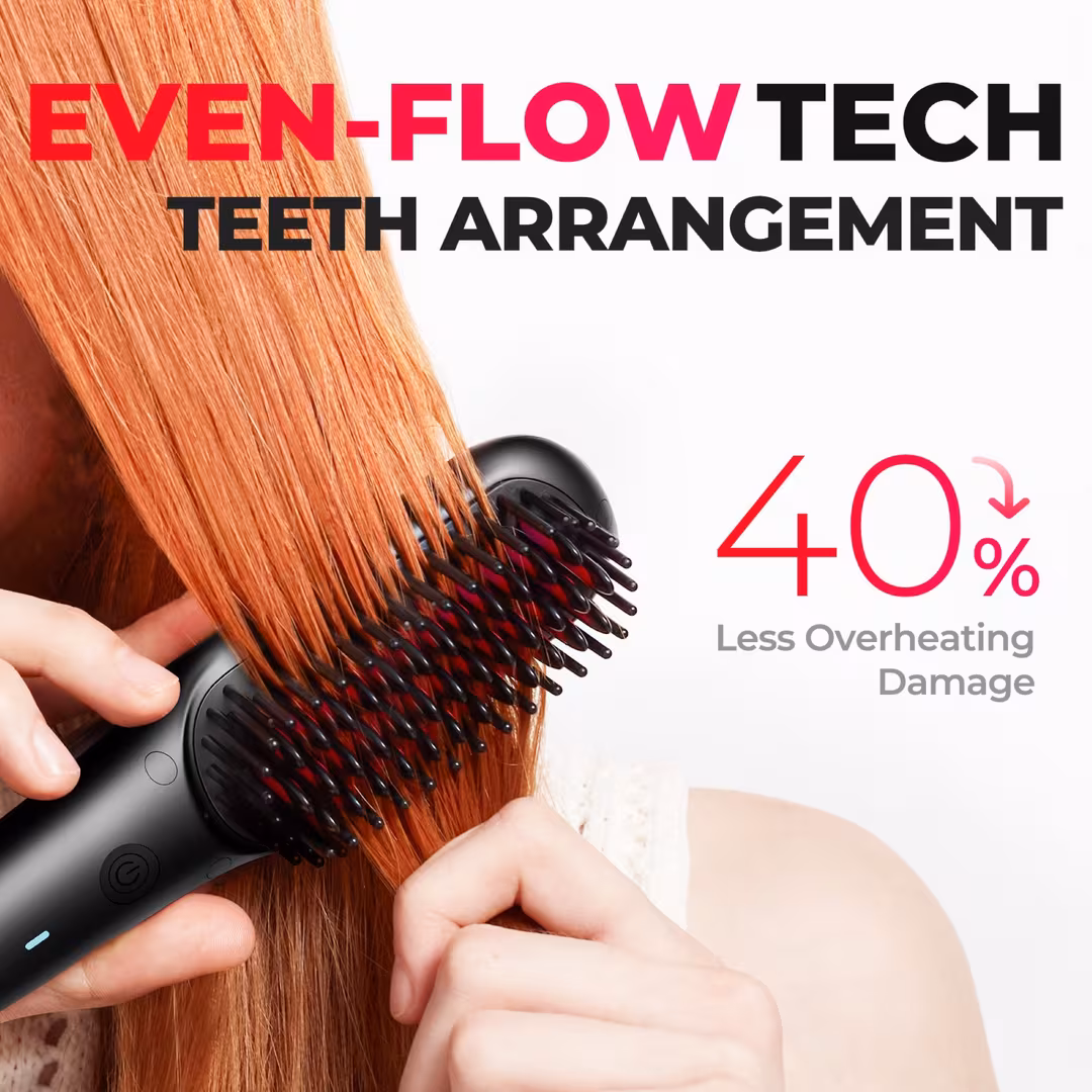 TYMO Beauty  iONIC mini Black Hair Straightening Brush+Ionic Rotating Curling lron