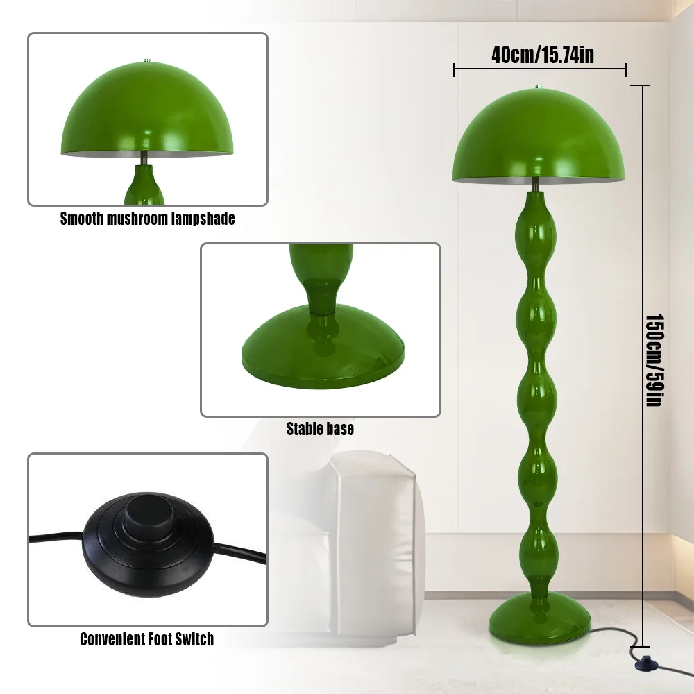 Mushroom Floor Lamp, Modern LED Floor Lamp, 59 Inch Simple Green Mushroom Lamp For Bedroom, Living Room, Office (Bulb Not Included)
