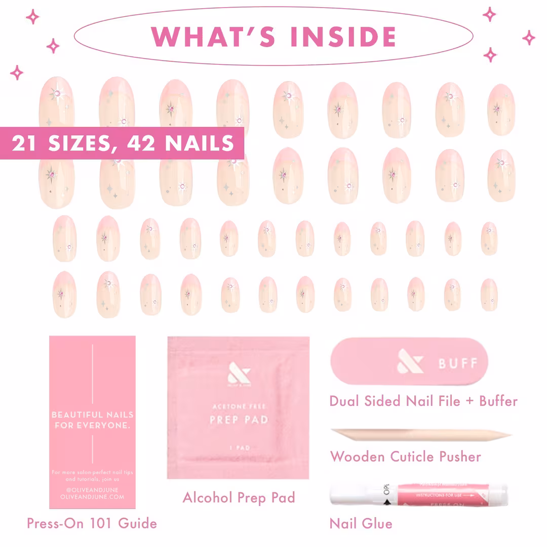 Olive & June  Instant Mani Press-On Nails Star Gem French
