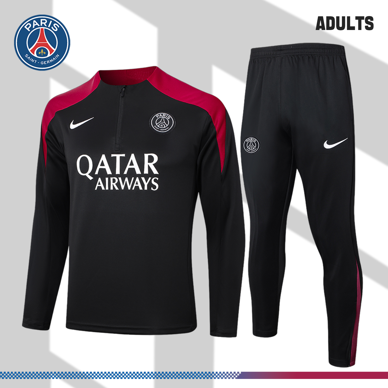24/25 Paris Saint-Germain Half-Zip Tracksuit (Adult Kit)