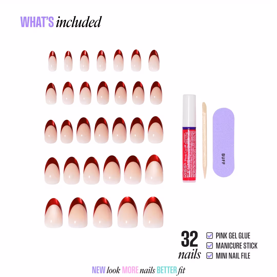 Kiss  Core Magnetic Medium Almond Press On Nails, Glistering