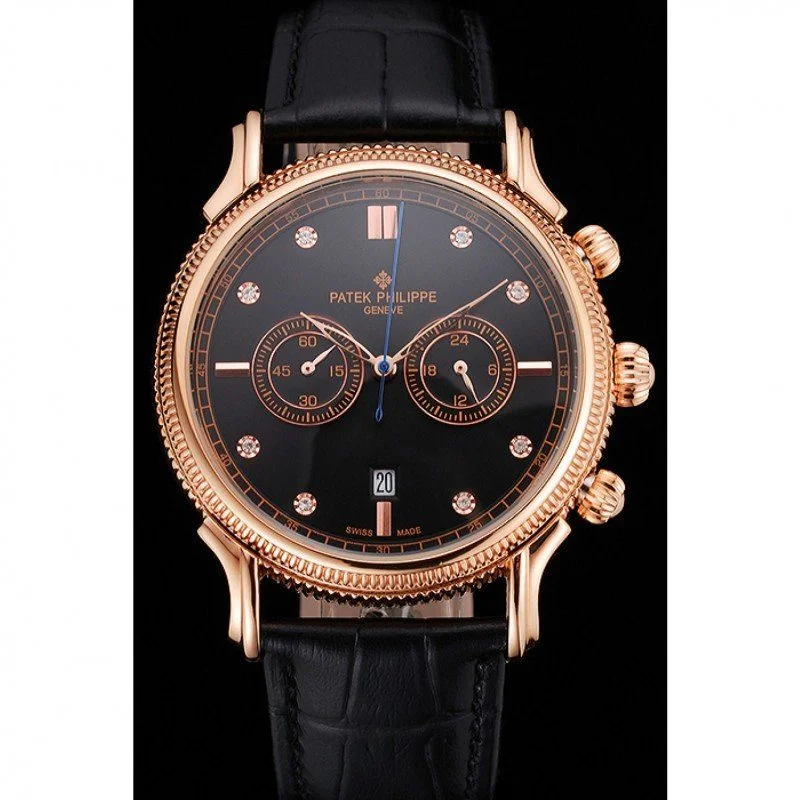 Patek Philippe Chronograph Black Dial With Diamonds 40 mm, Rose Gold Plated