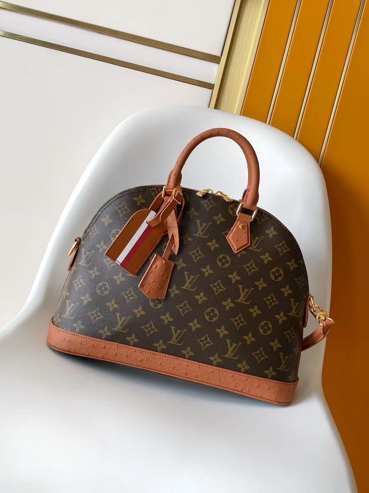 LV Monogram Pattern Alma Medium Handbag