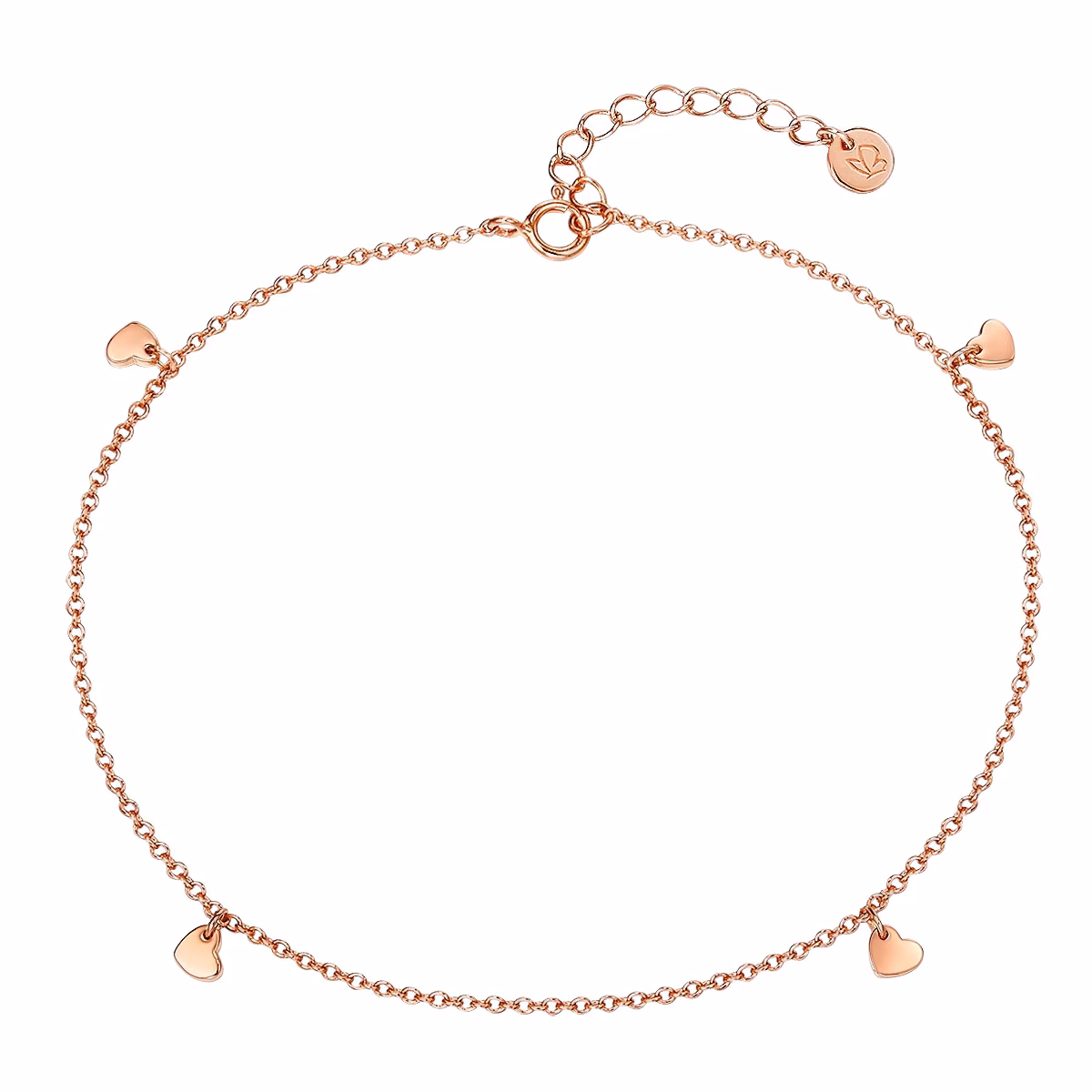 Fußkette Herz aus Sterling Silber in roségold