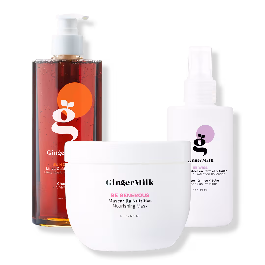 Ginger Milk  Complete Nutrition & Hydration Hair Care Kit for All Hair Types with Castor Oil 3-Piece