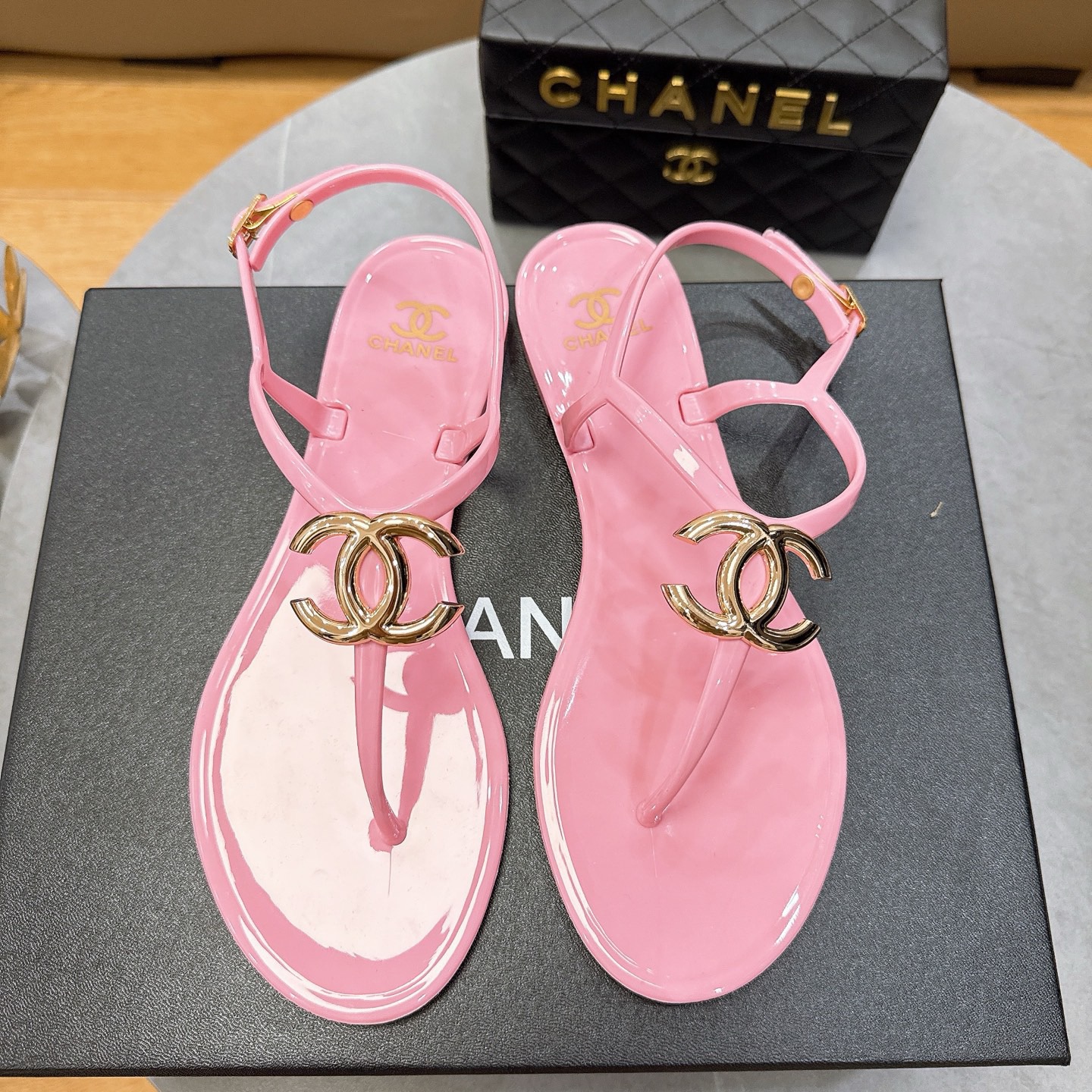 Chanel CC Logo Thong Sandals
