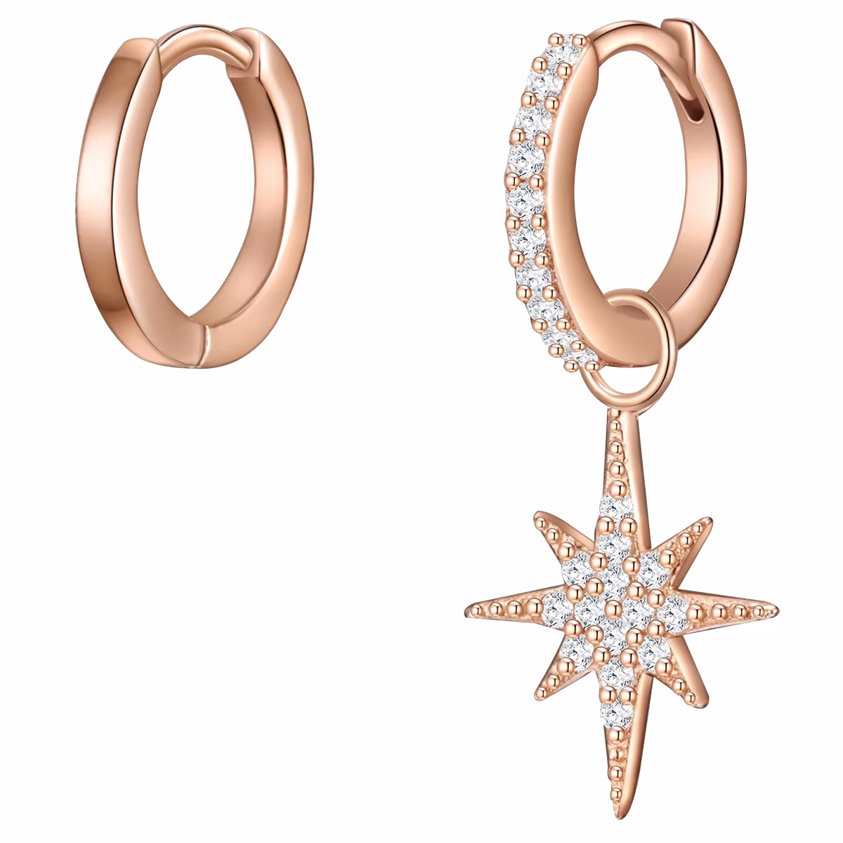 Creolen Stern Sterling Silber Zirkonia in Roségold