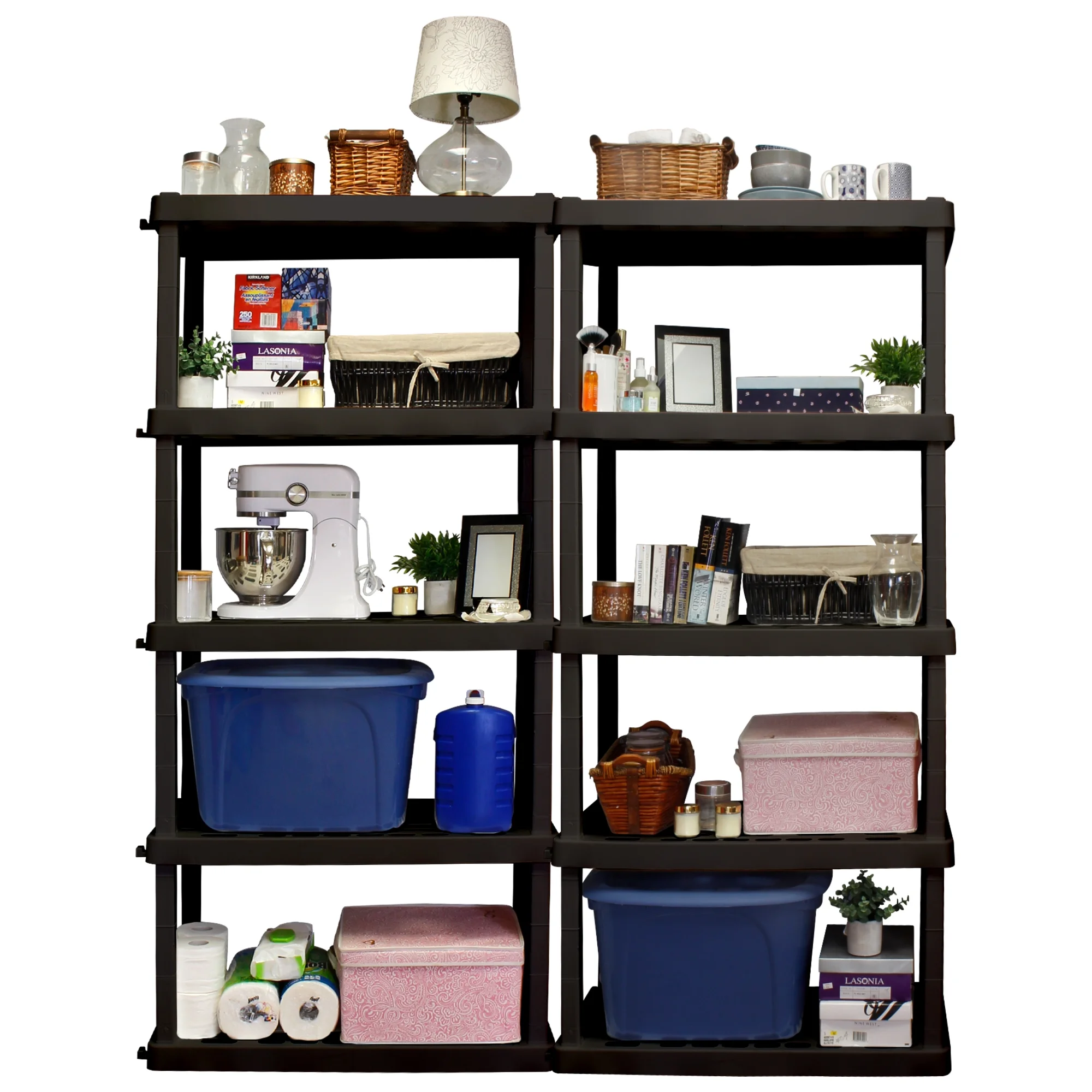 Hyper Tough Garage Shelving Unit Heavy Duty 5-Tier 74"x36"x18" 2-Pack Black 750 lbs Total Capacity