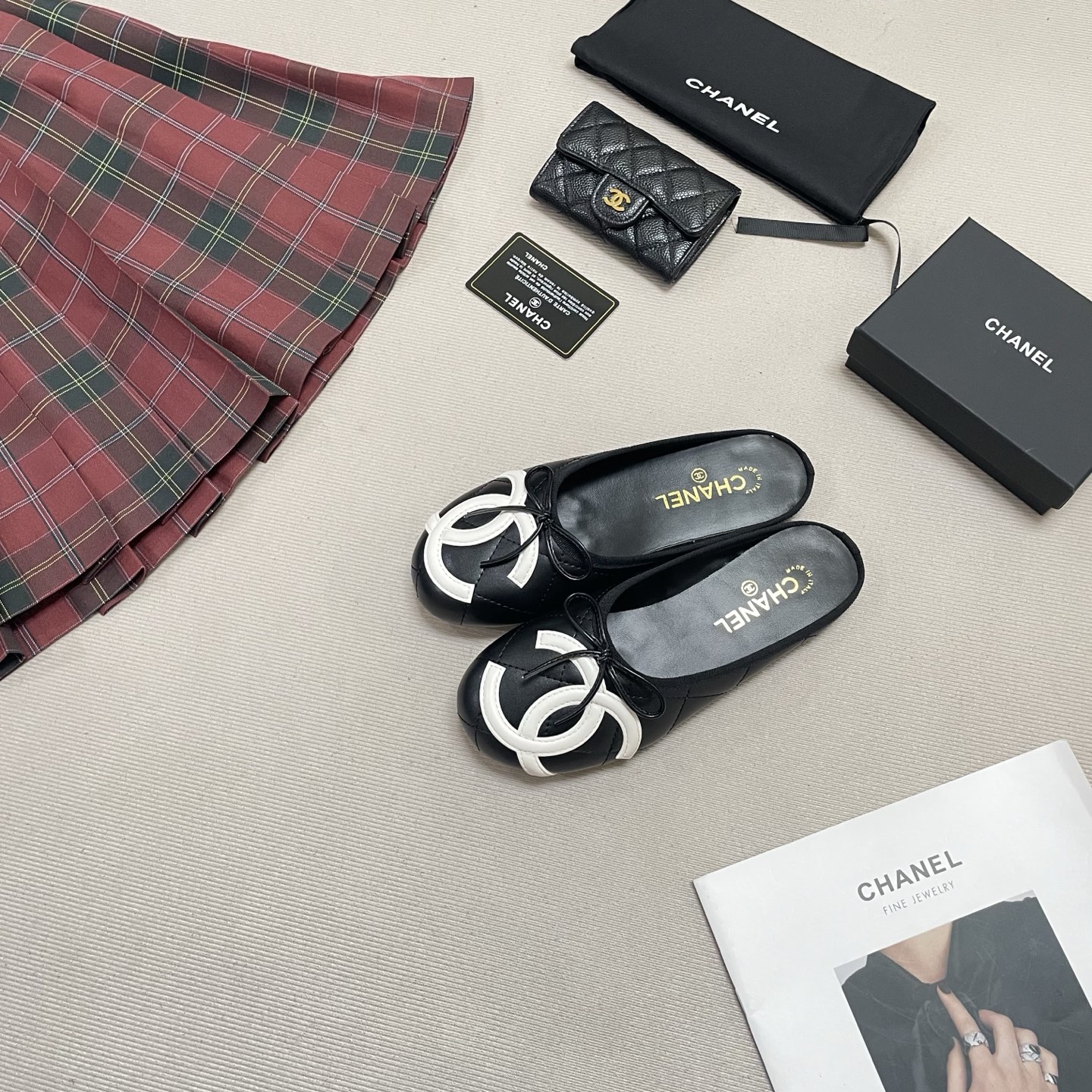 Chanel Quilted CC Logo Bow Ballet Mules