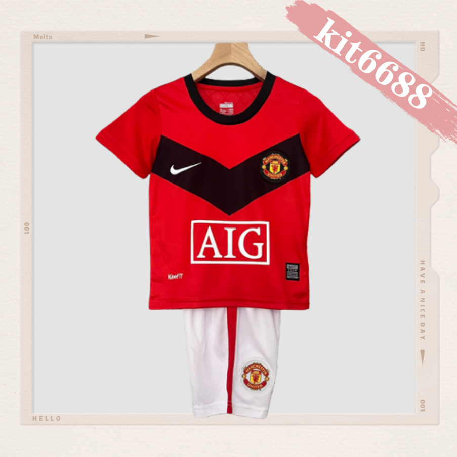 09/10 Manchester United home ground Retro Football Soccer Kids Kit