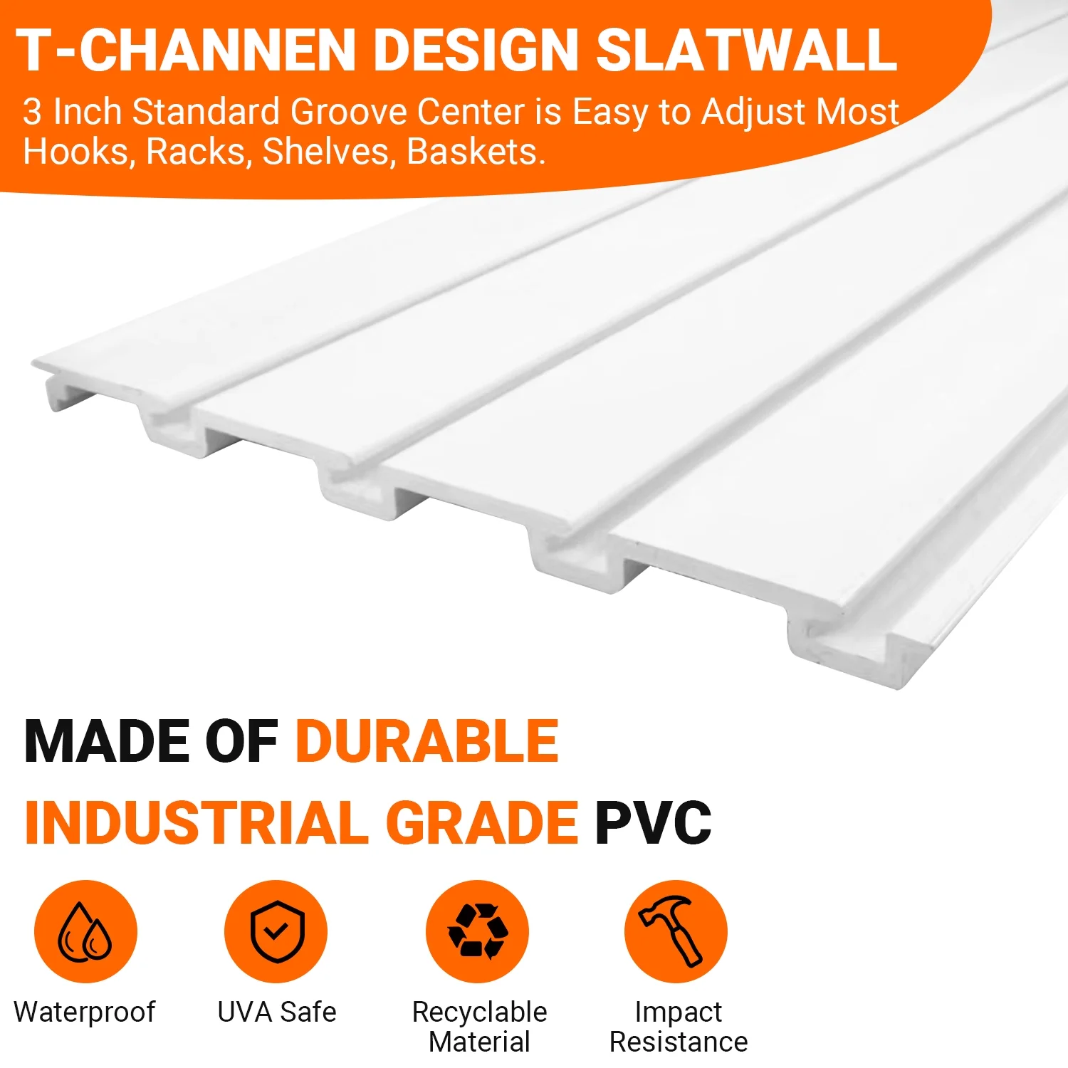 Slat Wall Paneling Garage Storage PVC Wall Panels, Slatwall Garage Home Organizer Wall Mounted 4ft x 4ft (16 sqft), Heavy Duty Pegboard for Tool Organization, Slatwall Board System for Workshop, White