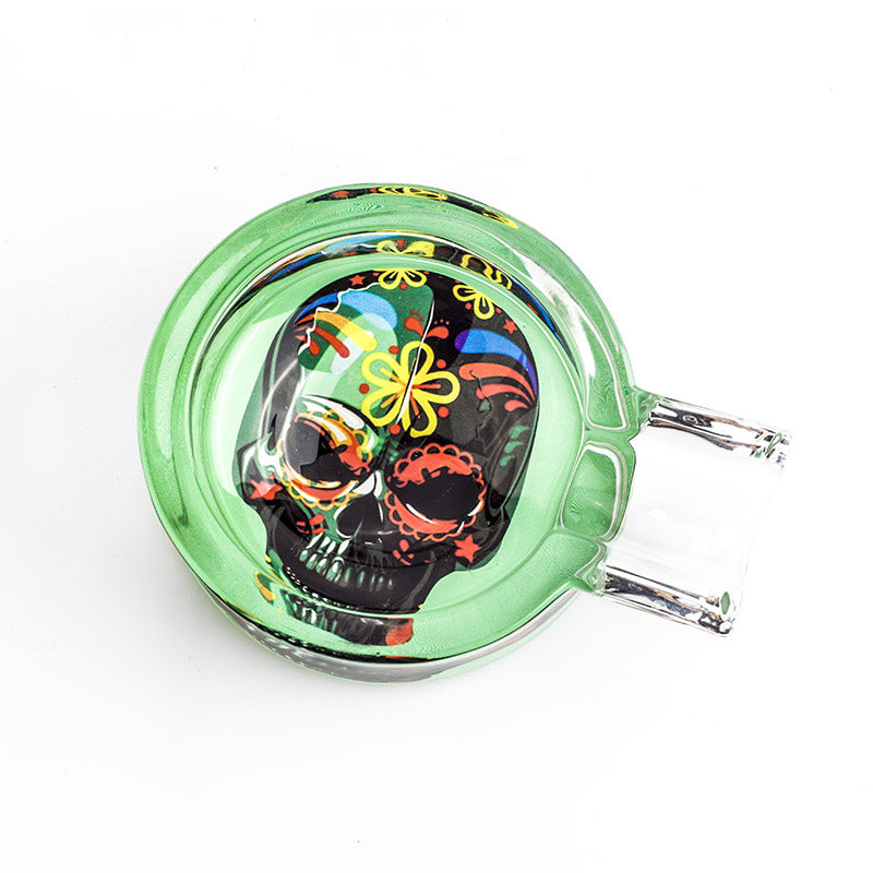 Day of Dead Skull Glass Ashtray (Random Pattern)