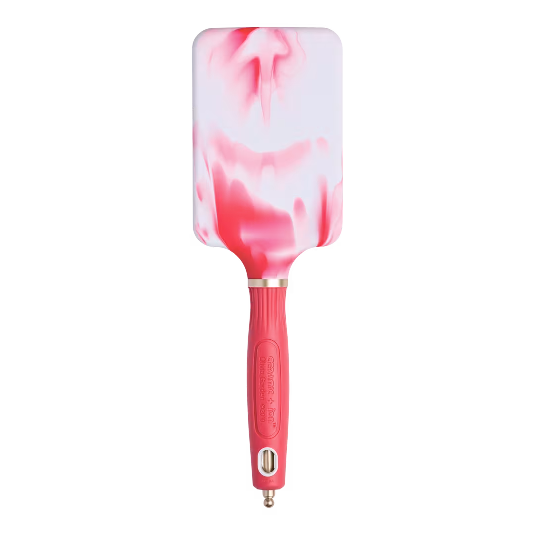 Olivia Garden  Ceramic + Ion Pink Marble Anti-Static Cushioned Paddle Brush