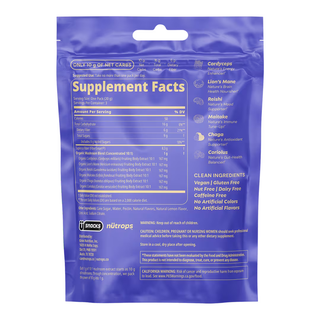 Grüns  Nütrops Functional Nootropics Mushroom Gummies Supplement