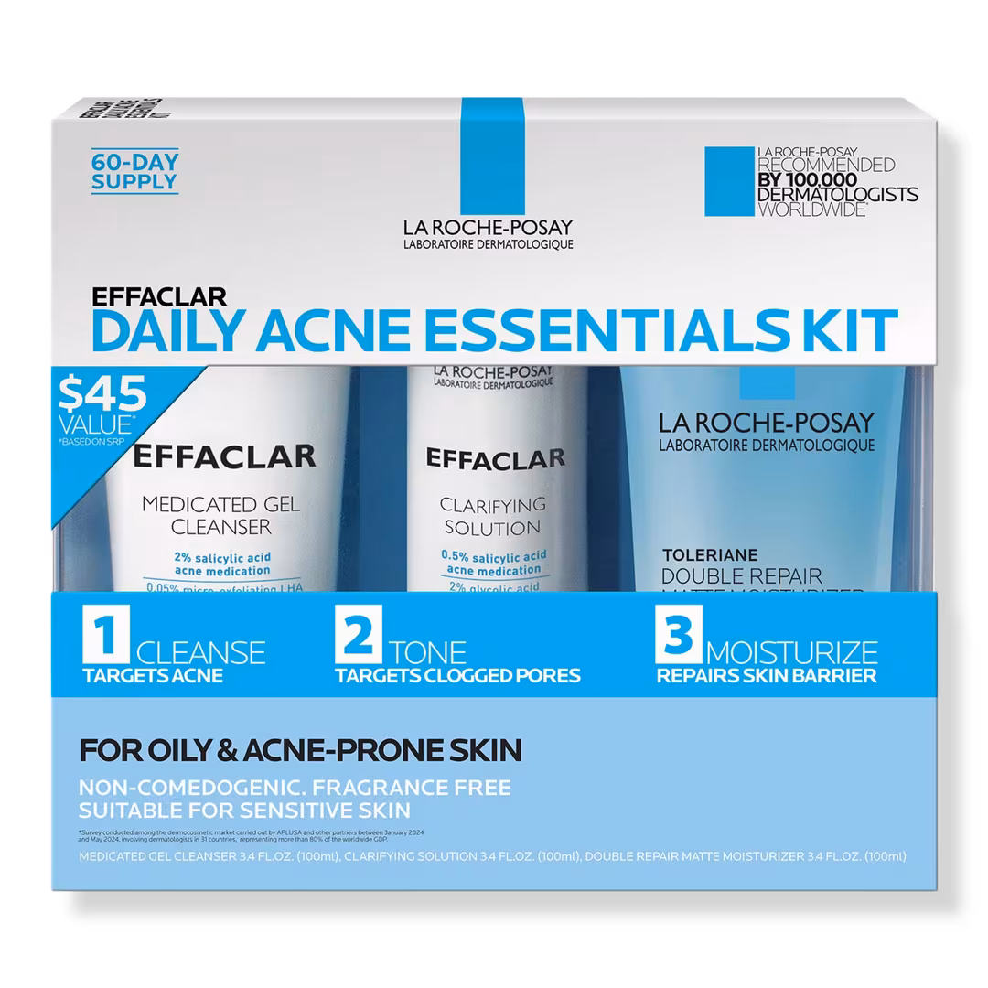 La Roche-Posay  Effaclar Daily Acne Essentials Kit for Oily & Acne-Prone Skin