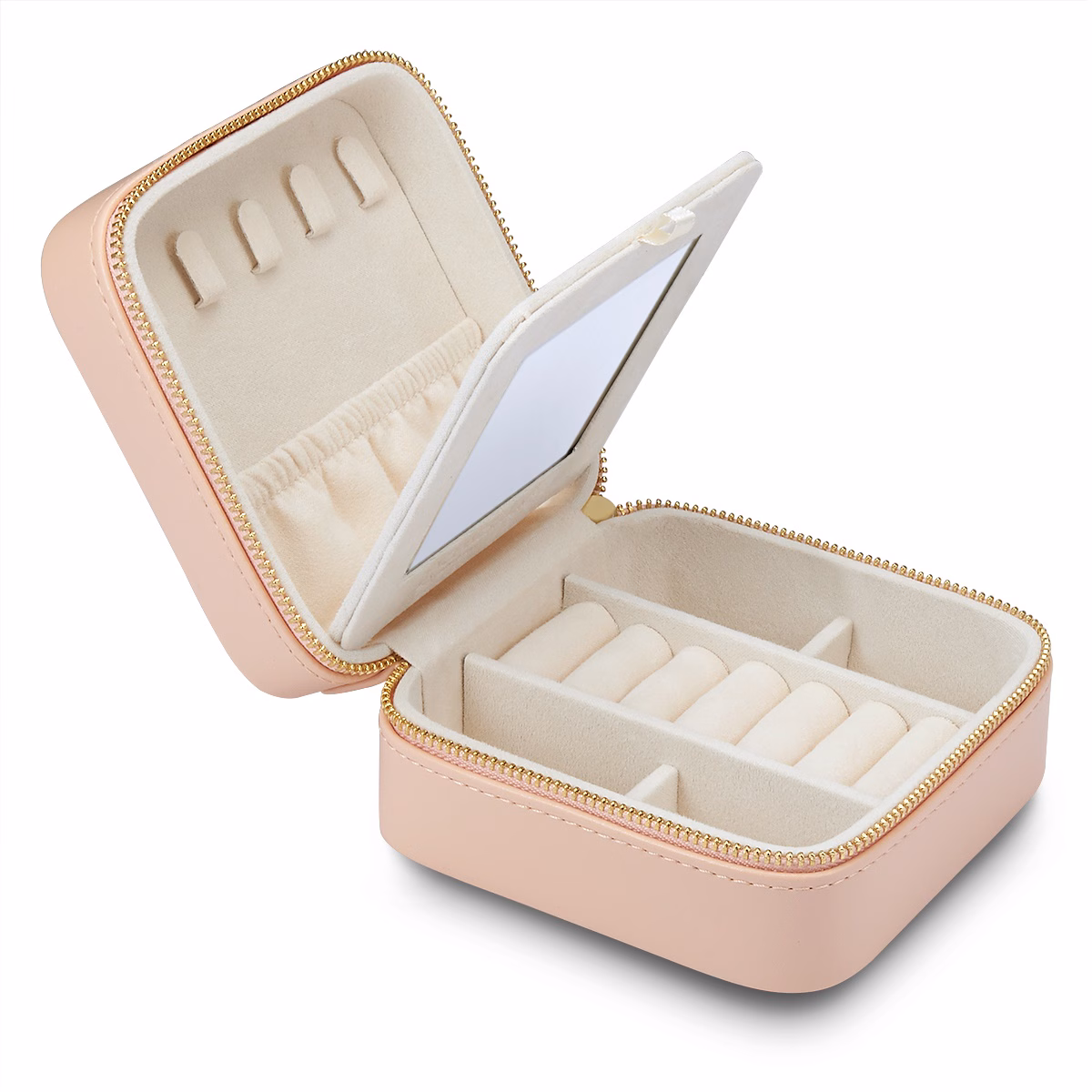 Reisetäschchen aus Kunstleder in pink-orange