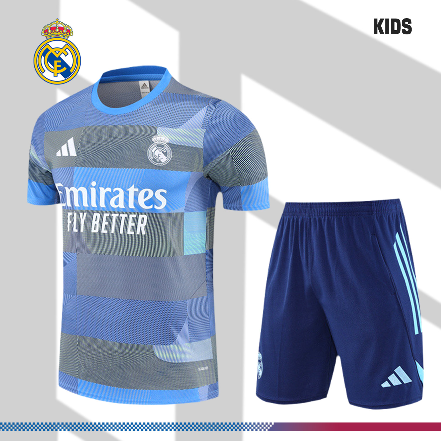 2025/2026 Real Madrid camouflage short-sleeved children's training suit (Adult  Kids Kit)
