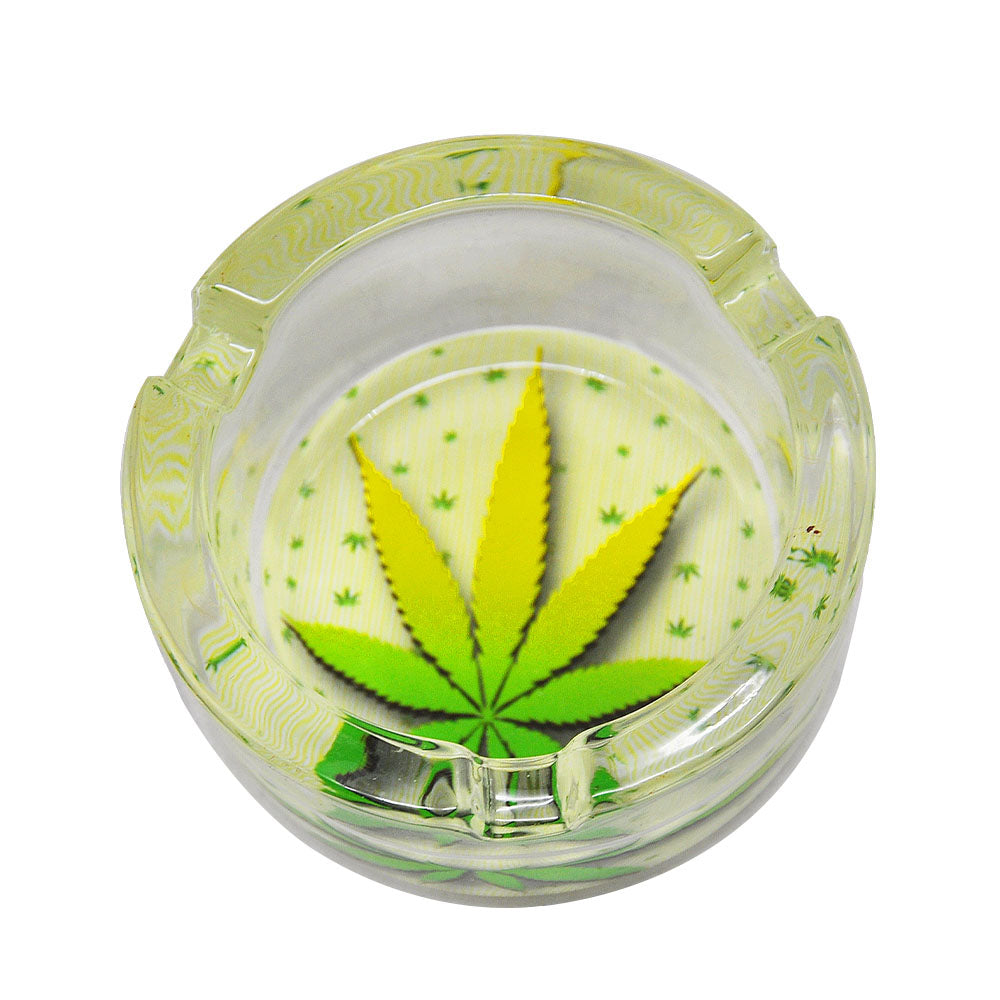 Marijuana Leaf Glass Ashtray (Random Pattern)