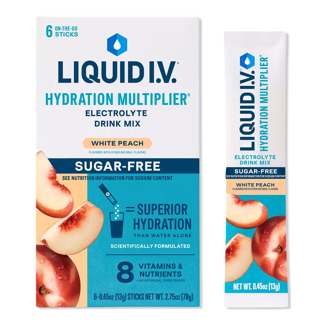 LIQUID I.V.  Hydration Multiplier Electrolyte Drink Mix Sugar Free White Peach