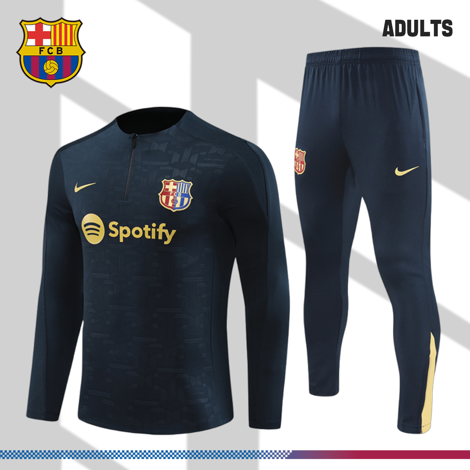 2024/2025 Barcelona Royal Blue Half Zip Tracksuit (Adult Kit)