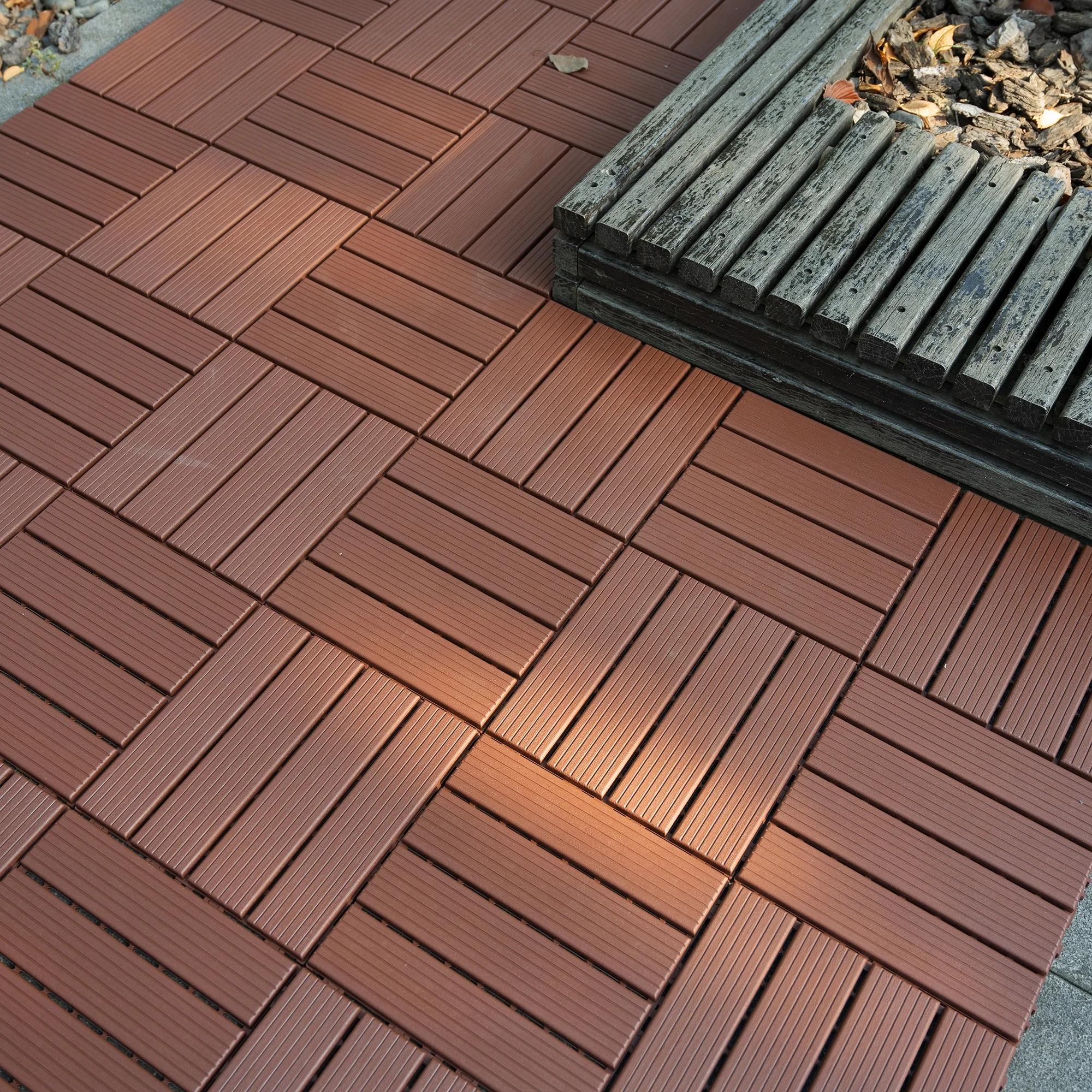 44PCS Plastic Interlocking Deck Tiles,Patio Deck Tiles,12"x12" Square Waterproof Outdoor